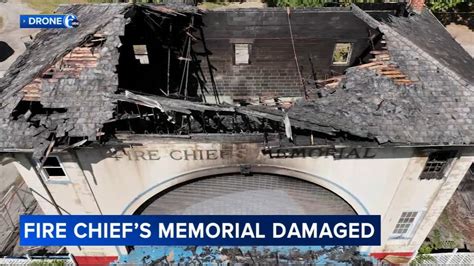 Fire damages Fire Chief's Memorial Bandshell at Elmwood Park .
